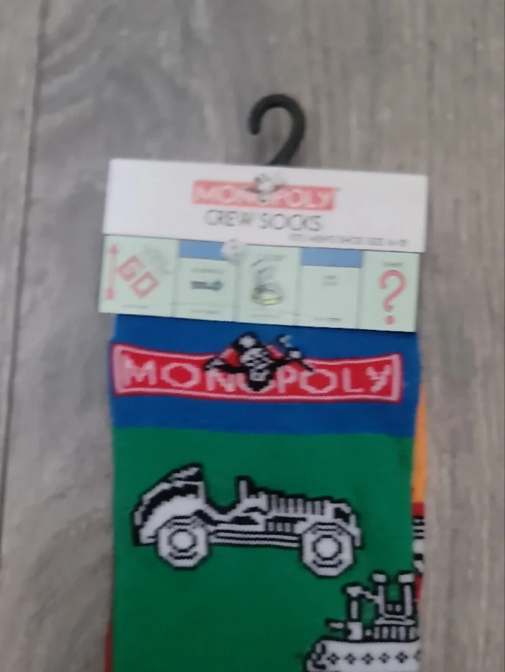 Monopoly Pieces Green, Yellow & Blue Causal Crew Socks